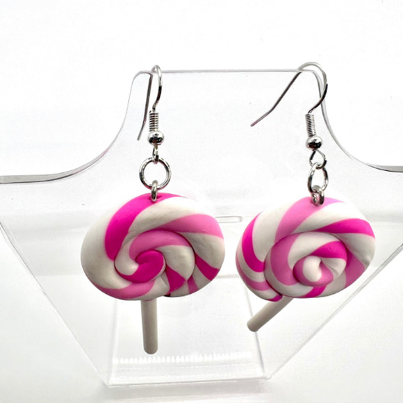 Lollipop Swirl Earrings - Sucker Earrings - Summer Earrings - Candy Earrings - Picture 4 of 8